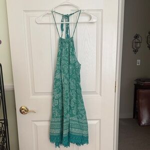 Source Unknown Teal Paisley Halter Dress